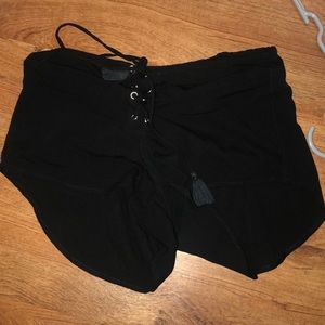 Flowy Black Tie Shorts